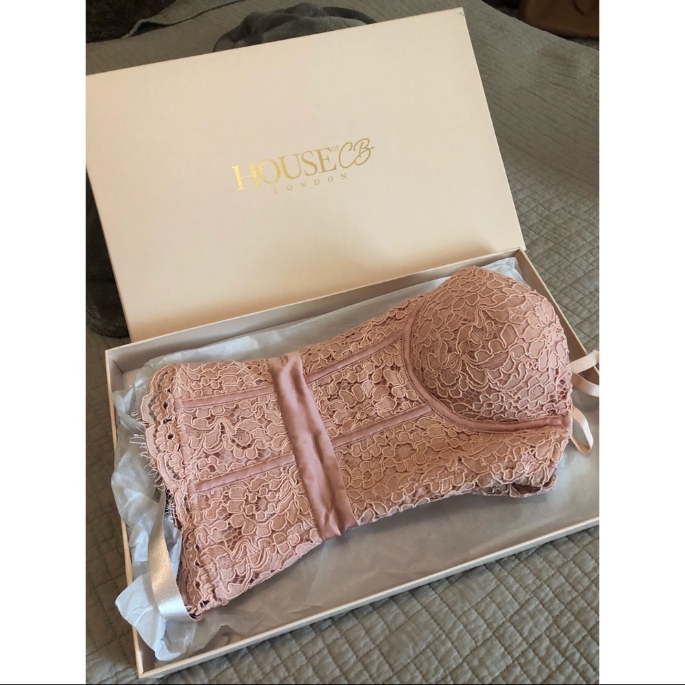 House of CB London BLUSH LACE BASQUE CORSET